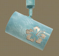 TH509  Nautical and Coastal Track Light With Hibiscus Flower Design in Turquoise Wash Finish with Silver Mica Liner.