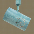 TH510 Nautical and Coastal Track Light With Ships Wheel Design in Turquoise Wash Finish with Silver Mica Liner