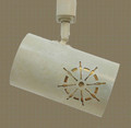 TH510 Nautical and Coastal Track Light With Ships Wheel Design in Khaki Wash Finish with Amber Mica Liner