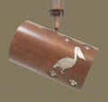 TH517  Nautical and Coastal Track Light With Pelican and Shell Design in Mottled Copper Finish with Silver Mica Liner.