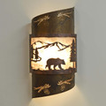 WL331 rustic wall sconce with B4 Bear design - Night view