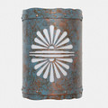 WL328 Southwestern wall light with Medallion Design in Patina Copper finish with White liner- 12 inchTall Size