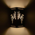 WL702 Tropical style triangular wall sconce with 112 Butterfly design- night view with silver mica liner