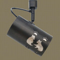 TH13A Rustic Track Light with Bear Cubs and Prints Design in Dark Bronze finish with Silver Mica liner - with power cord showing