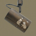 TH13A Rustic Track Light with Bear Cubs and Prints Design in Statuary Bronze finish with Silver Mica liner - with power cord showing