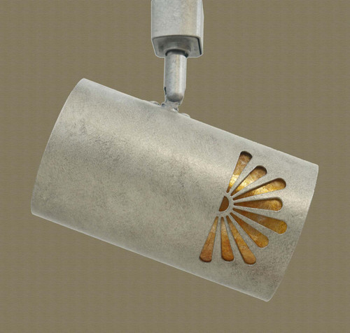 TH51 Southwestern Track Light with Shell Medallion design in Antique Nickel finish with Amber Mica liner