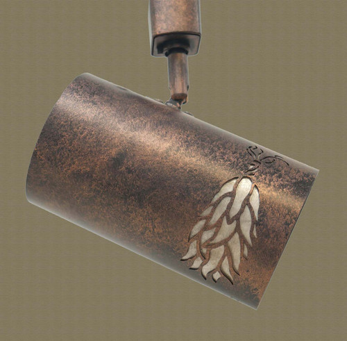 TH63 Southwestern Track Light with Chili Ristra Design in antique copper finish with silver mica liner