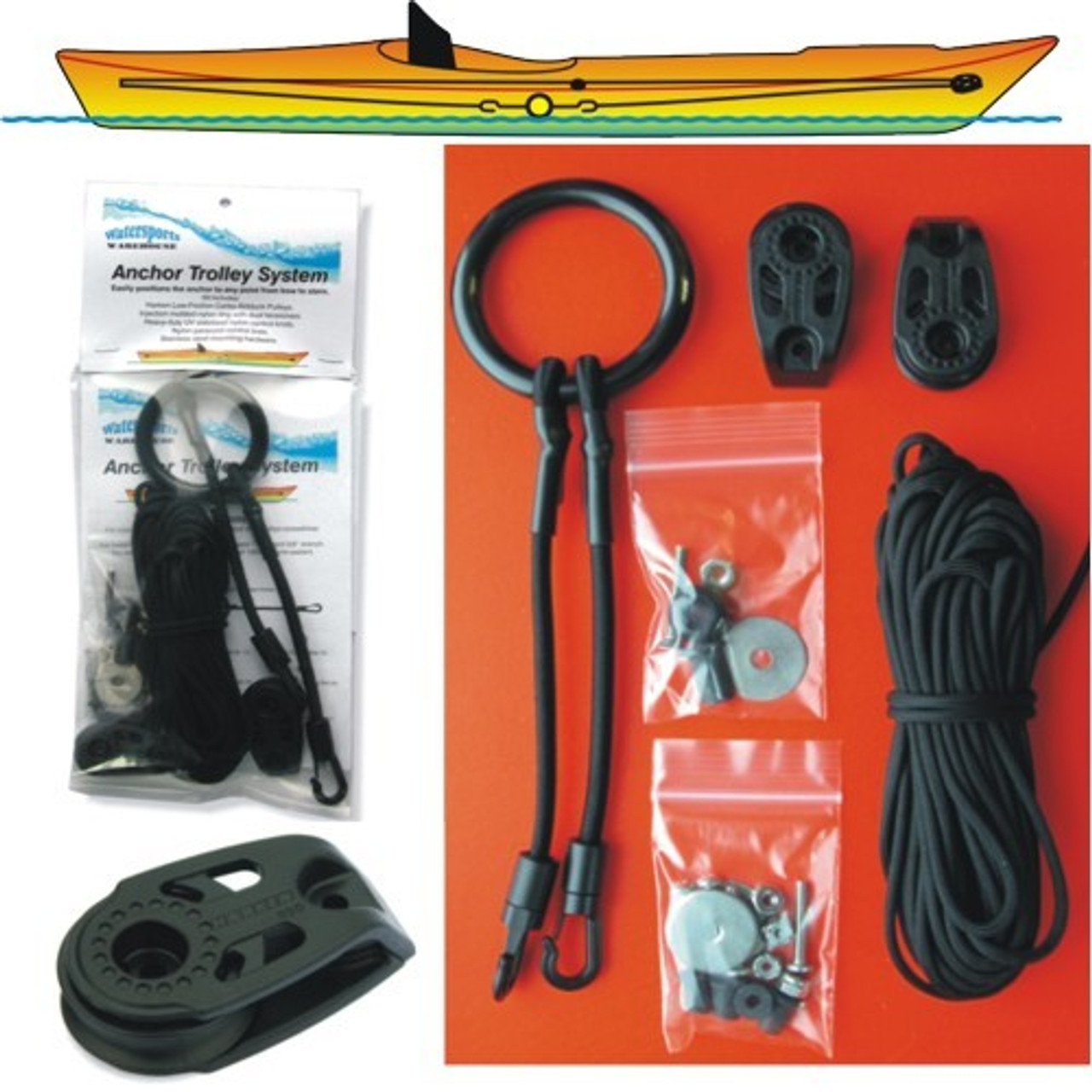 AN5 Anchor Trolley Kit - Kayak Anchor Attachment Positioning System