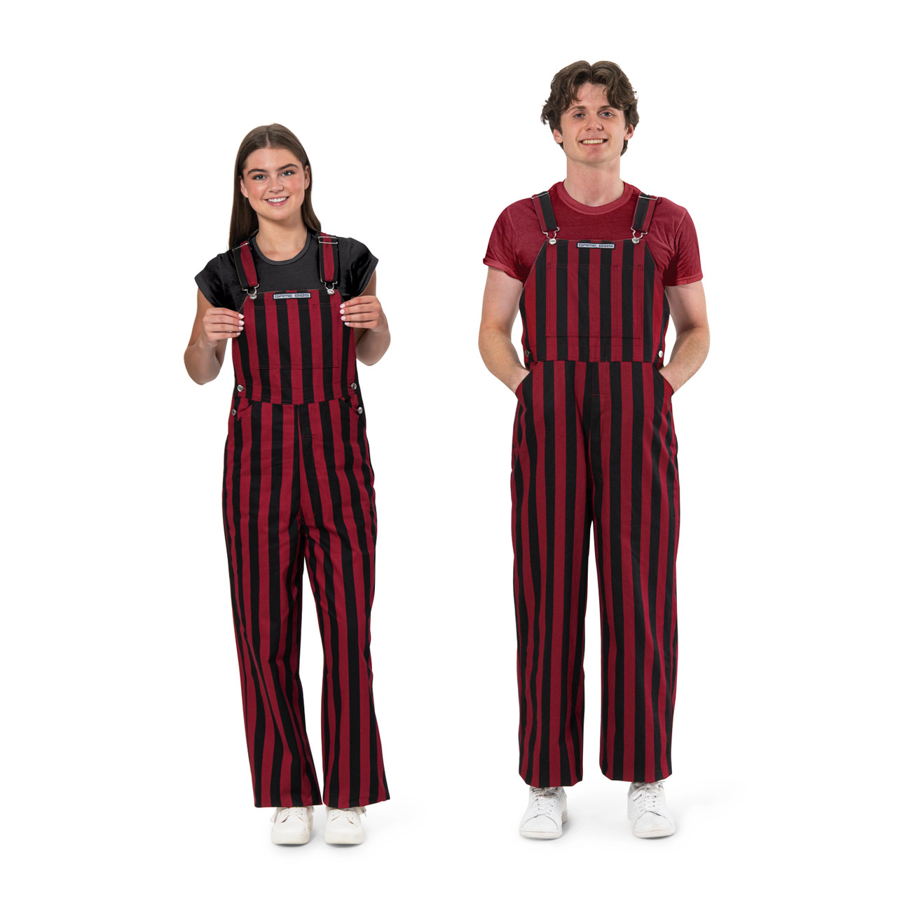 Garnet & Black Adult Striped Game Bib Overalls