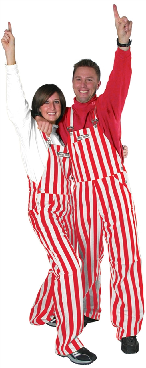 Red & White Adult Striped Game Bib Overalls