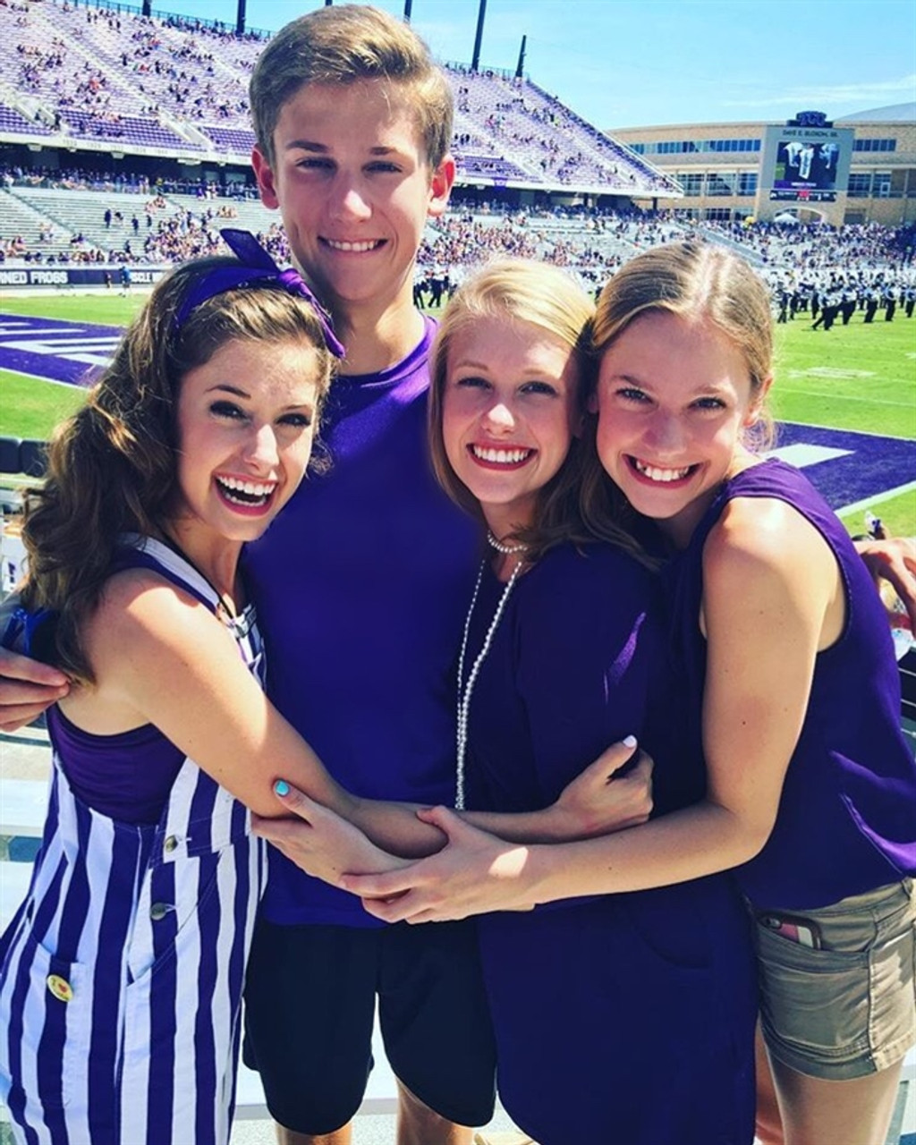 Purple and white sales striped overalls