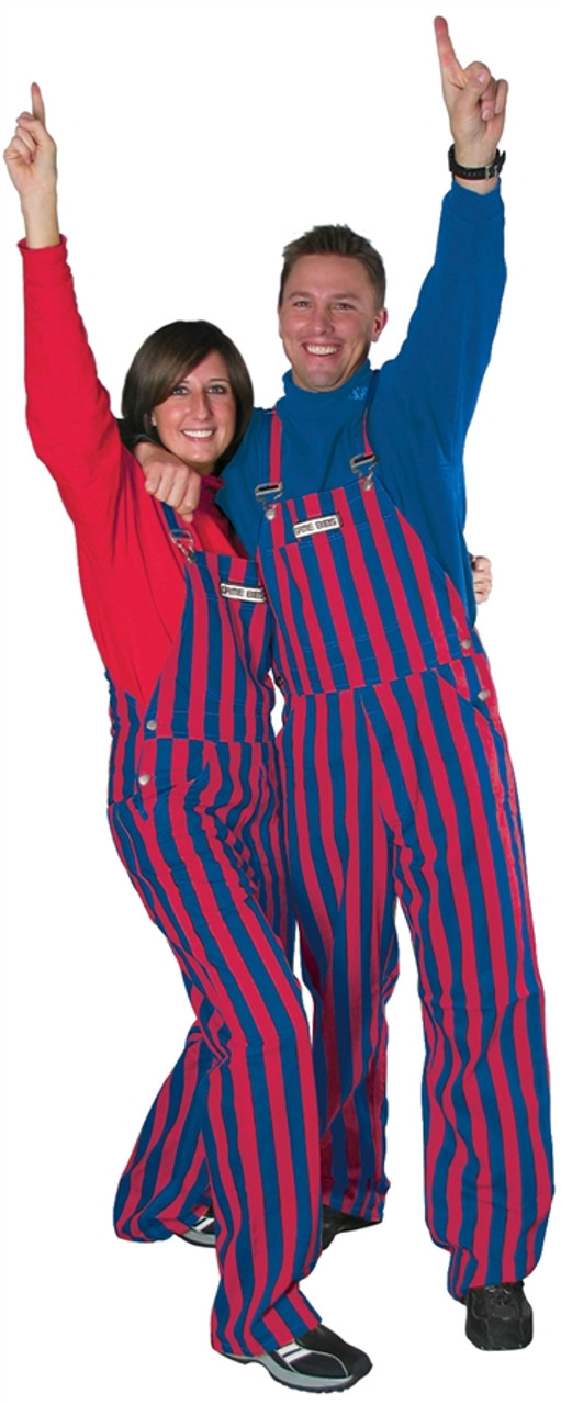 Royal Blue & Red Adult Striped Game Bib Overalls