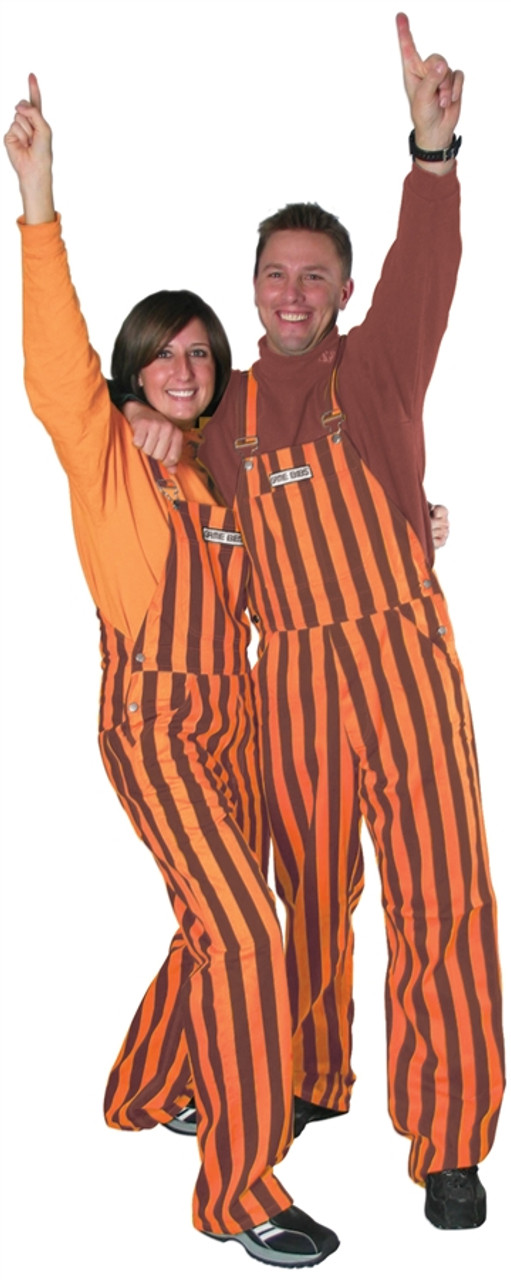 Maroon & Orange Adult Striped Game Bib Overalls