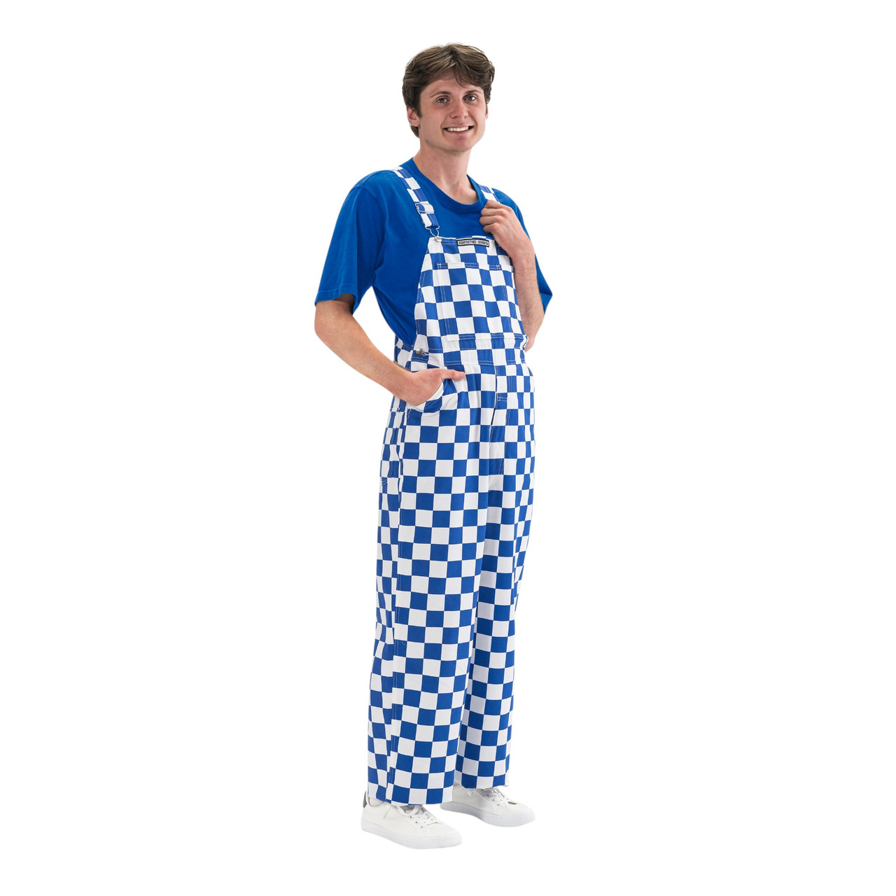 Blue and White Checkered Overalls | 100% Cotton | Game Bibs
