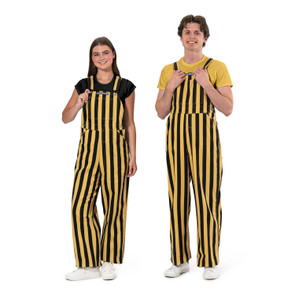 Girl and guy wearing black & tan striped Game Bibs