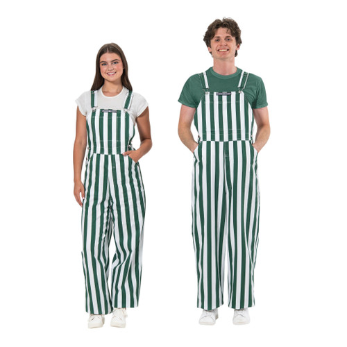 Men's and women's green and white striped game bibs, the ultimate sports fan apparel.