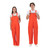 Two smiling fans modeling solid orange game bibs ready for gameday tailgating.