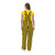 Back view of navy blue and maize striped overalls, classic tailgating sports fan apparel.