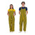 Two smiling fans modeling navy blue and yellow striped game bibs for gameday tailgating.