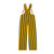 Back view of green and yellow striped youth Game Bibs overalls with adjustable straps and two rear pockets.