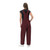 Back view of garnet and black striped overalls, stylish gameday tailgating fan apparel.