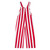 Red and white striped toddler Game Bibs overalls, back view, featuring adjustable straps and two rear pockets.