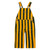 Green and yellow striped infant Game Bibs overalls, front view, with adjustable shoulder straps, bib pocket and Game Bibs logo.