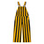 Black and yellow striped toddler Game Bibs overalls, front view, with adjustable shoulder straps, bib pocket and Game Bibs logo.