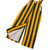 Green and yellow striped toddler Game Bibs overalls with snap-open legs for easier changing.