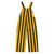 Back view of green and yellow striped toddler Game Bibs overalls with adjustable straps and two rear pockets.