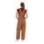 Back angle of garnet and gold striped game bibs worn by a female tailgating fan.