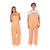 Front view of UT fans wearing Tennessee orange and white checkered game bibs for game day tailgating.