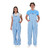 Sports fan apparel featuring flat light blue and white striped overalls with two buttons.