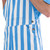 Detailed look at the chest pocket logo on light blue and white striped game bibs.