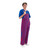 Angled front view of a male fan modeling royal blue and red striped overalls.