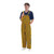 Angled shot of a male model wearing striped navy blue and yellow game bibs for tailgating.