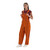 Angled shot of a female fan ready for gameday in maroon and orange striped game bibs.