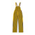 Flat lay studio shot of black and yellow striped Game Bibs overalls on a plain white background, showing the full garment design.