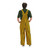 Back view of green and gold striped Game Bibs overalls showing the adjustable criss-cross shoulder straps.