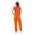 Back view of red and yellow striped tailgating overalls for game day fan apparel.