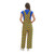 Back angle of royal blue and yellow checkered game bibs, showcasing the secure cross-back design.
