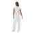 Back angle of solid white game bibs showcasing the clean, durable rear panel on a model.