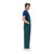 Side view of navy blue and green striped overalls, classic tailgating sports fan apparel.