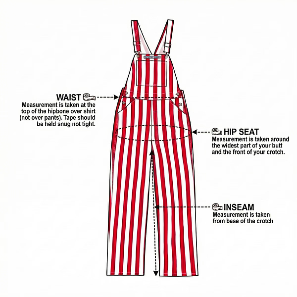 Game Bibs overalls measurement guide