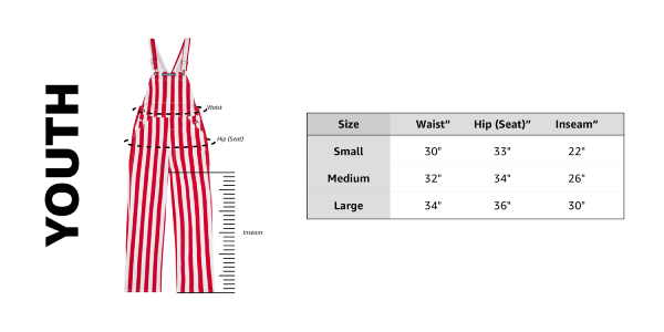 Game Bibs youth size chart 