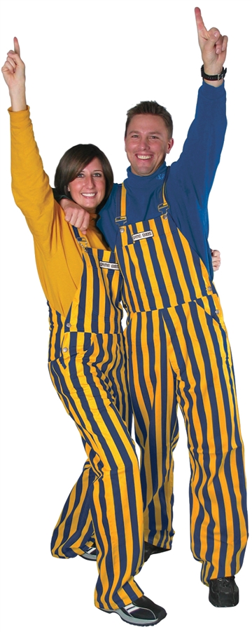 Navy Blue & Yellow Adult Striped Game Bib Overalls
