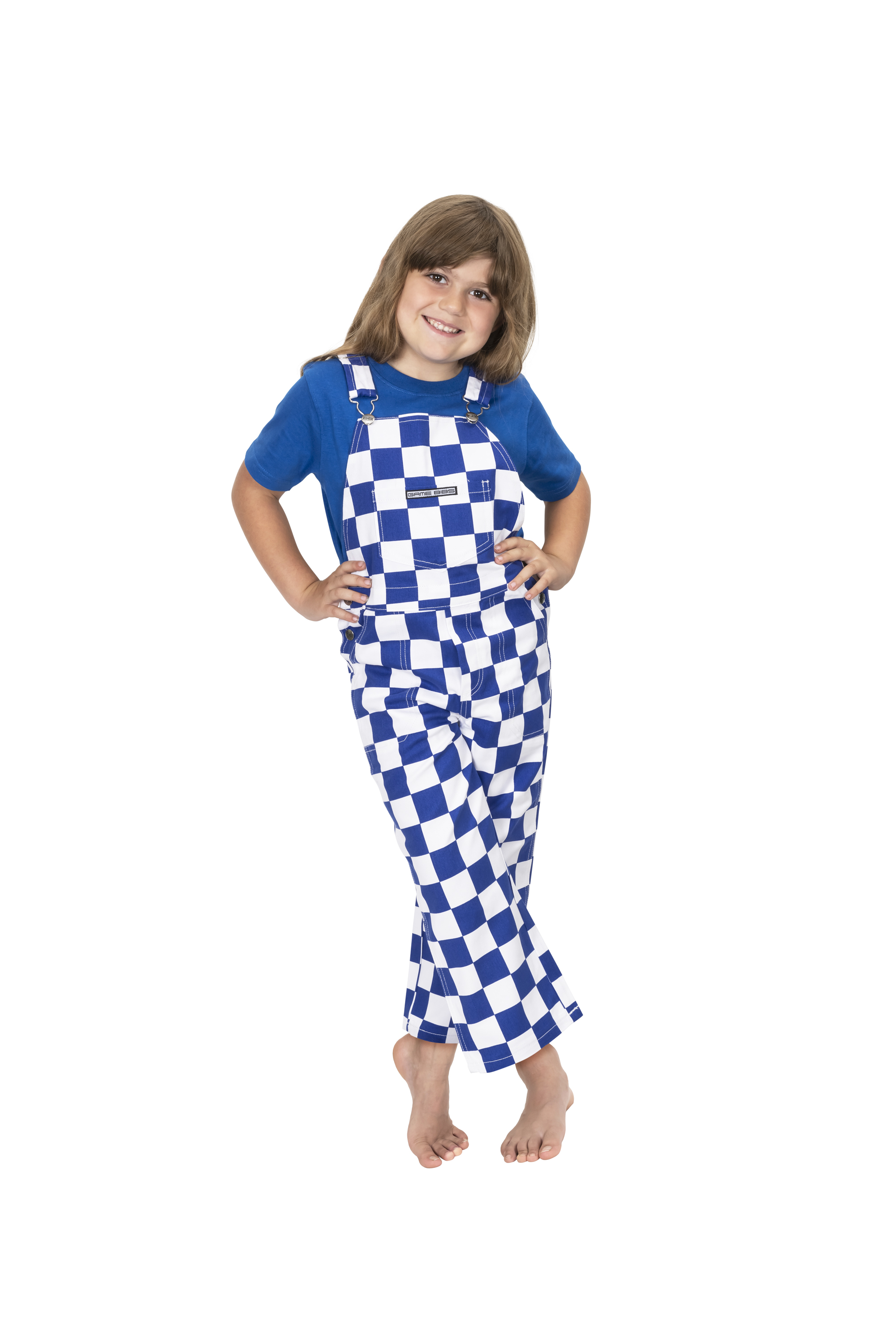 Blue and White Checkered Overalls | 100% Cotton | Game Bibs