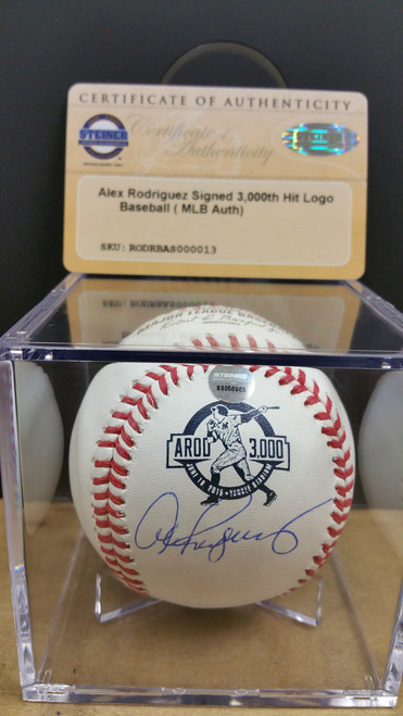 Alex Rodriguez Signed 3,000th Hit Logo Baseball w/COA