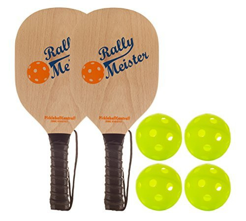 Rally Meister Pickle Ball Bundle (two wood paddles/four balls)