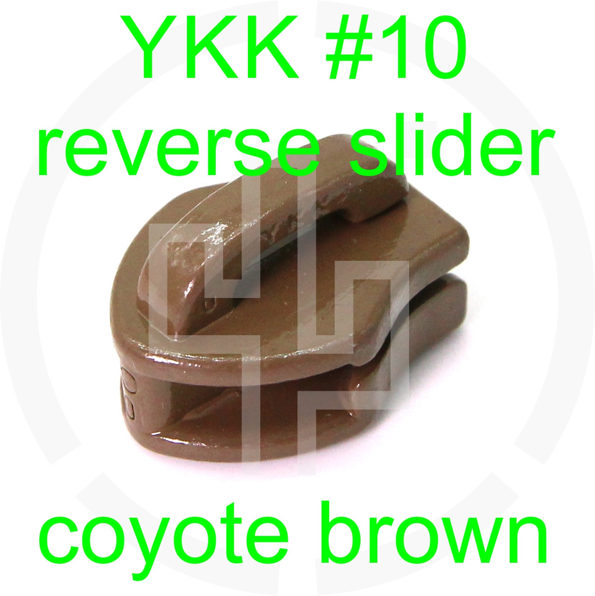 #10 YKK coyote brown reverse zipper slider (20 pack)